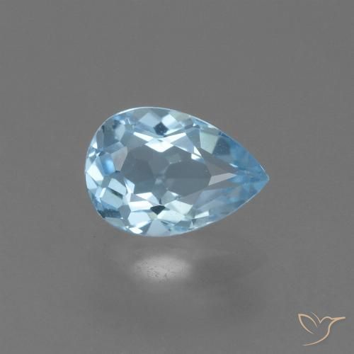 0.84ct 자연스러운 하늘색 황옥, 배 모양, VS