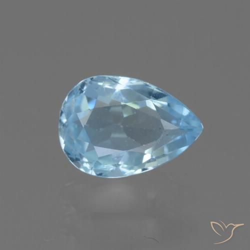 0.90ct 자연스러운 하늘색 황옥, 배 모양, VS