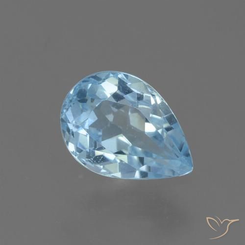 0.88ct 자연스러운 하늘색 황옥, 배 모양, VS