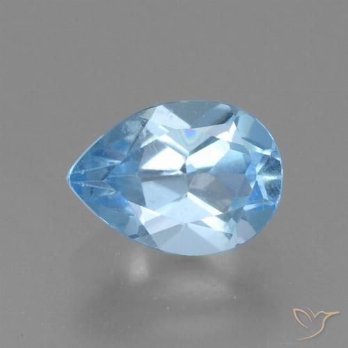 0.88ct 자연스러운 스위스 블루 황옥, 배 모양, VS