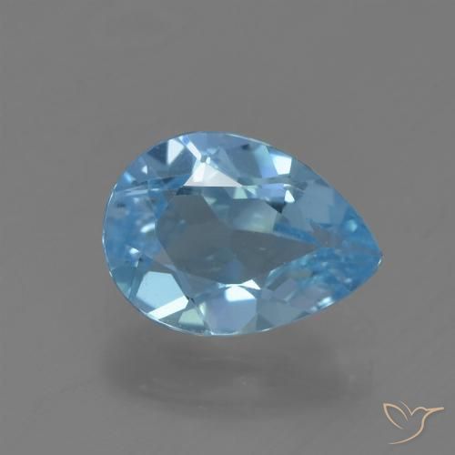 0.88ct 자연스러운 스위스 블루 황옥, 배 모양, VS