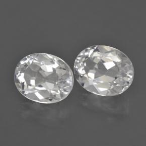 7.63캐럿 천연 화이트 토파즈 보석, 타원형 컷, 10.2×8.2 mm, VVS-VS