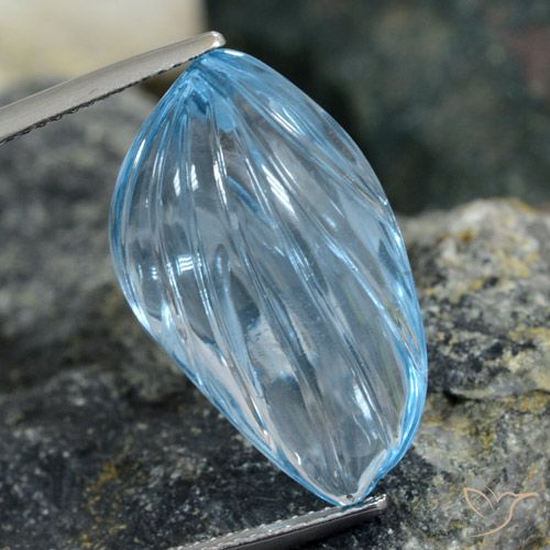 19.21ct 자연스러운 하늘색 황옥, 팬시한, 투명한