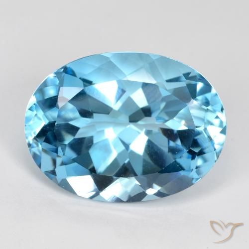 22.02ct 자연스러운 스위스 블루 황옥, 타원형, VVS