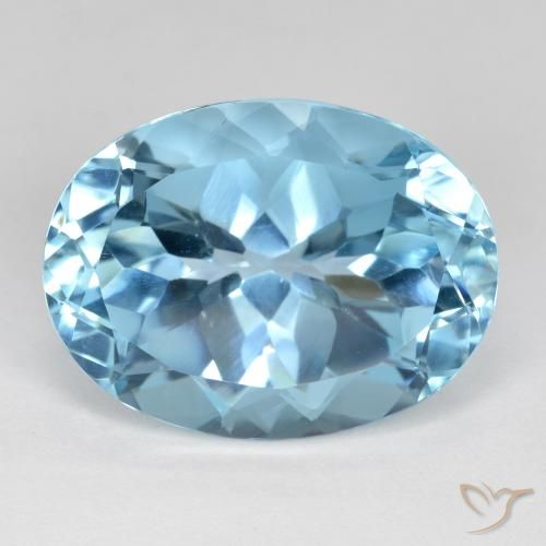 22.58ct 자연스러운 하늘색 황옥, 타원형, VVS