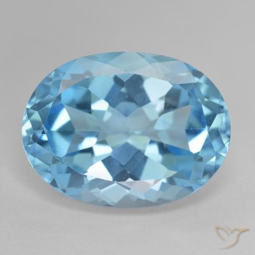 22.75ct 자연스러운 스위스 블루 황옥, 타원형, VVS
