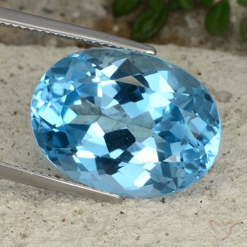 22.38ct 자연스러운 스위스 블루 황옥, 타원형, VVS-VS