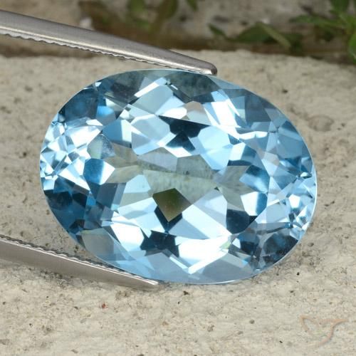 21.85ct 자연스러운 스위스 블루 황옥, 타원형, VVS