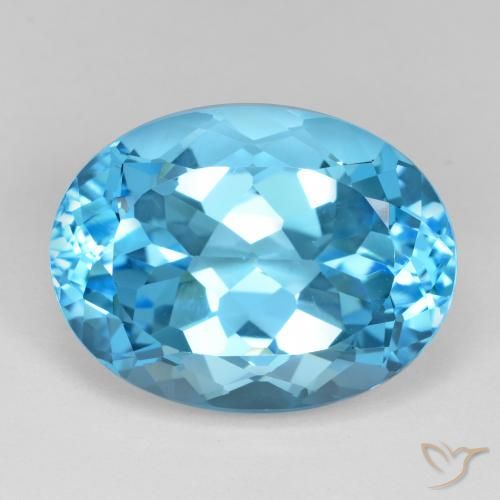 23.54ct 자연스러운 스위스 블루 황옥, 타원형, VVS