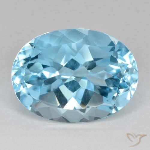 22.83ct 자연스러운 하늘색 황옥, 타원형, VVS-VS