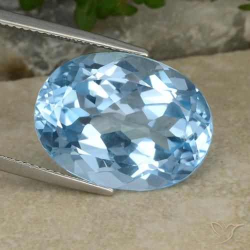 21.75ct 자연스러운 스위스 블루 황옥, 타원형, VVS-VS
