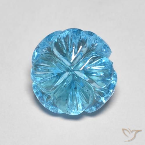 2.95ct 자연스러운 스위스 블루 황옥, 플라워 컷, 투명한