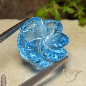 17.92캐럿 천연 스위스 블루 황옥, 플라워 컷, 투명한