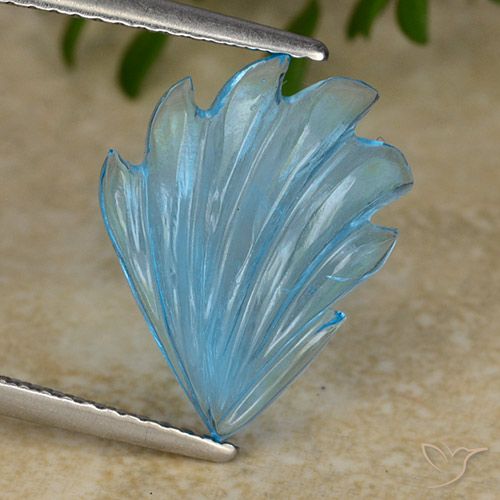 5.99ct 자연스러운 스위스 블루 황옥, 플라워 컷, 투명한