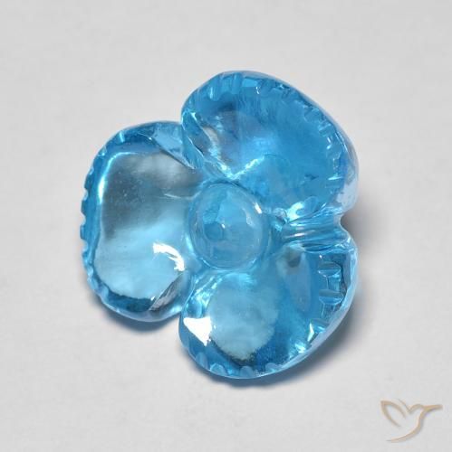7.54ct 자연스러운 스위스 블루 황옥, 플라워 컷, 투명한