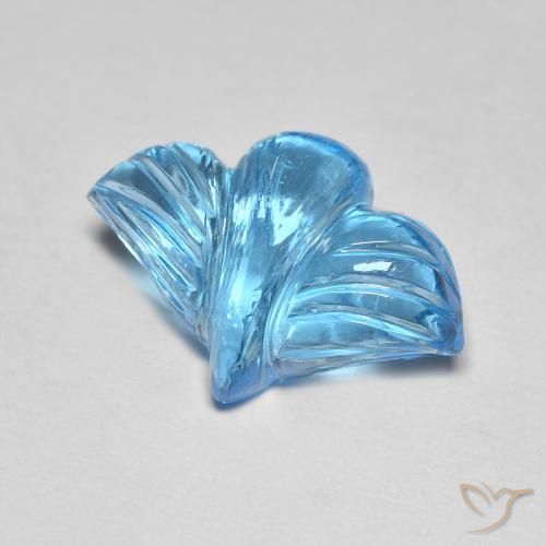 7.30ct 자연스러운 스위스 블루 황옥, 플라워 컷, 투명한