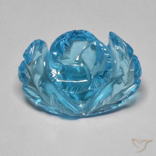 12.78ct 자연스러운 스위스 블루 황옥, 플라워 컷, 투명한