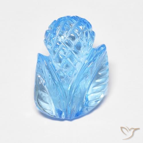 7.44ct 자연스러운 하늘색 황옥, 플라워 컷, 투명한