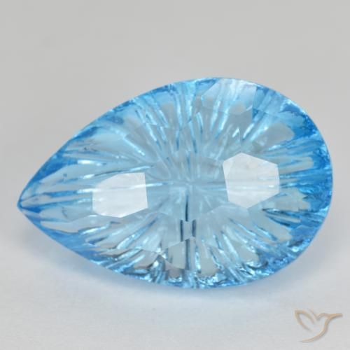 11.55ct 자연스러운 스위스 블루 황옥, 배 모양, 투명한