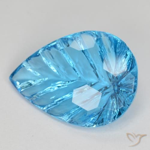 6.79ct 자연스러운 스위스 블루 황옥, 배 모양, 투명한