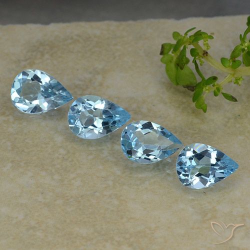 2.92ctw 자연스러운 스위스 블루 황옥, 배 모양, VVS-VS