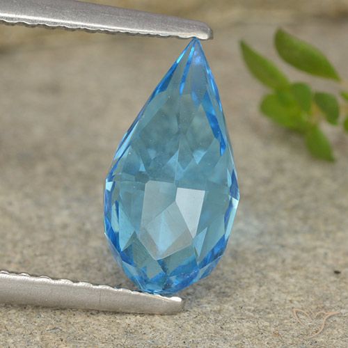 2.58ct 자연스러운 스위스 블루 황옥, 브리올레트, VVS-VS
