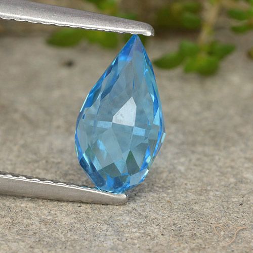 2.42ct 자연스러운 스위스 블루 황옥, 브리올레트, VVS-VS