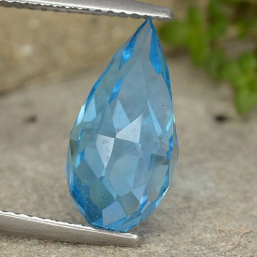 6.52ct 자연스러운 스위스 블루 황옥, 브리올레트, VVS-VS