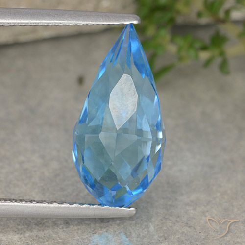 6.65ct 자연스러운 스위스 블루 황옥, 브리올레트, VVS-VS