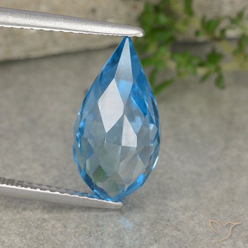 6.71ct 자연스러운 스위스 블루 황옥, 브리올레트, VVS-VS