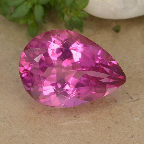 6.73ct 자연스러운 미디엄 다크 핑크 황옥, 배 모양, VVS-VS