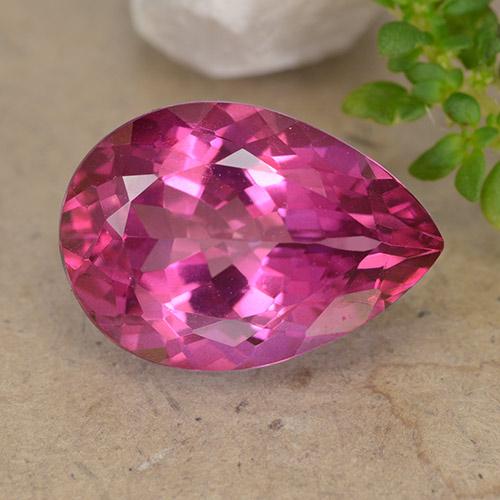 6.81ct 자연스러운 딥 마젠타 황옥, 배 모양, VVS-VS