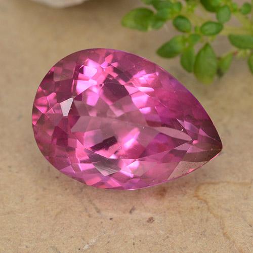 6.77ct 자연스러운 핫 핑크 황옥, 배 모양, VVS-VS