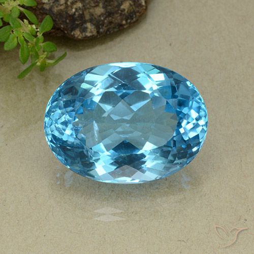 37.42ct 자연스러운 스위스 블루 황옥, 타원형, VVS-VS
