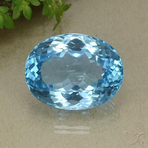 35.73ct 자연스러운 스위스 블루 황옥, 타원형, VVS