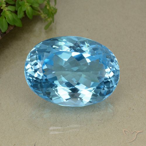 42.86ct 자연스러운 스위스 블루 황옥, 타원형, VS