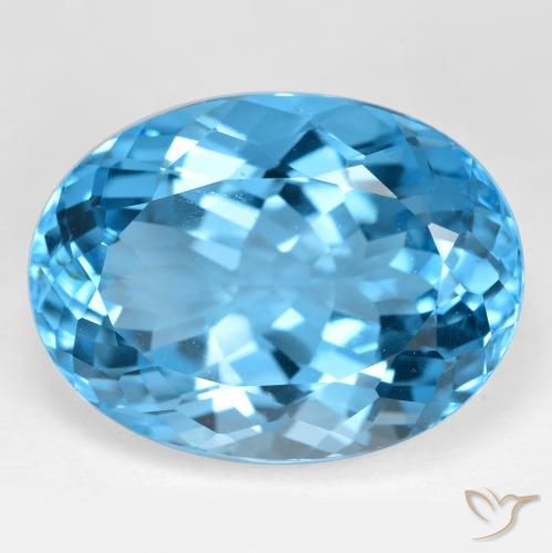 41.33ct 자연스러운 스위스 블루 황옥, 타원형, VVS-VS