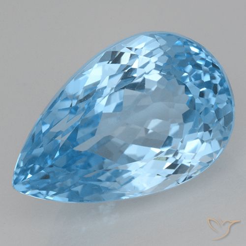 28.27ct 자연스러운 스위스 블루 황옥, 배 모양, VVS