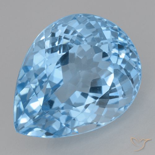 22.77ct 자연스러운 스위스 블루 황옥, 배 모양, VVS