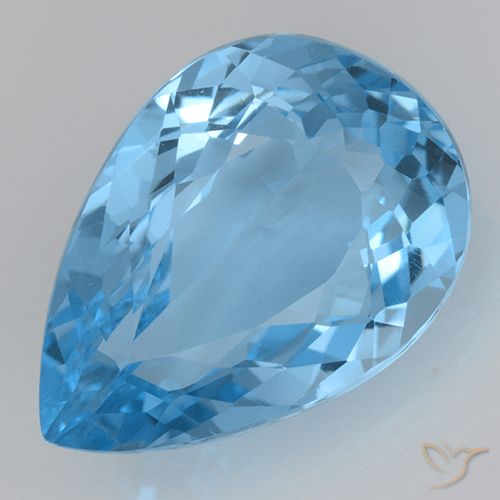21.47ct 자연스러운 스위스 블루 황옥, 배 모양, VVS