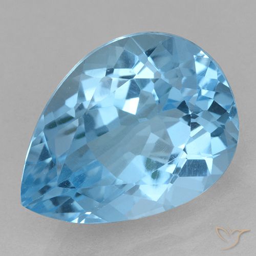 15.12ct 자연스러운 하늘색 황옥, 배 모양, VVS-VS