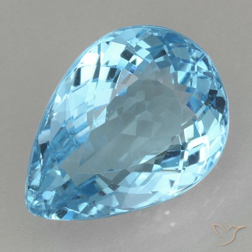 20.16ct 자연스러운 스위스 블루 황옥, 배 모양, VS