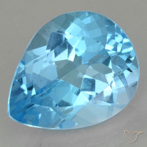 13.09캐럿 천연 스위스 블루 토파즈, 배 모양, 16.8×13.4 mm, VVS-VS