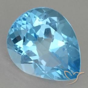 13.09캐럿 천연 스위스 블루 토파즈, 배 모양, 16.8×13.4 mm, VVS-VS
