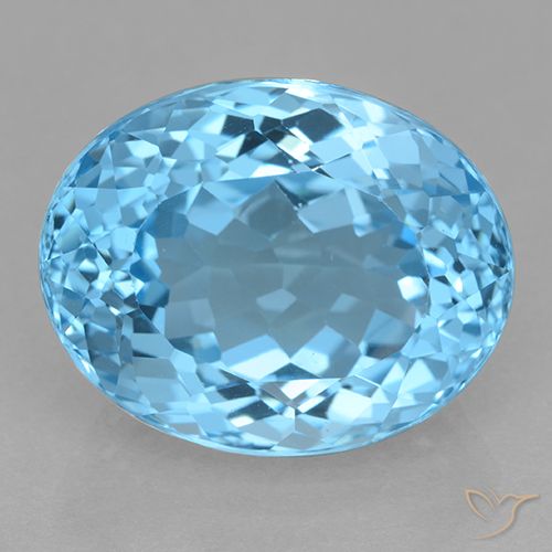 22.13ct 자연스러운 스위스 블루 황옥, 타원형, VVS