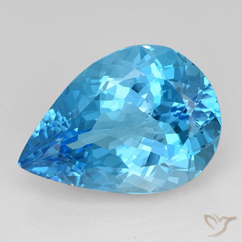 21.98ct 자연스러운 스위스 블루 황옥, 배 모양, VVS
