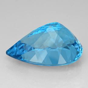 26.49캐럿 천연 스위스 블루 토파즈, 배 모양, 22.1×16.1 mm, IF