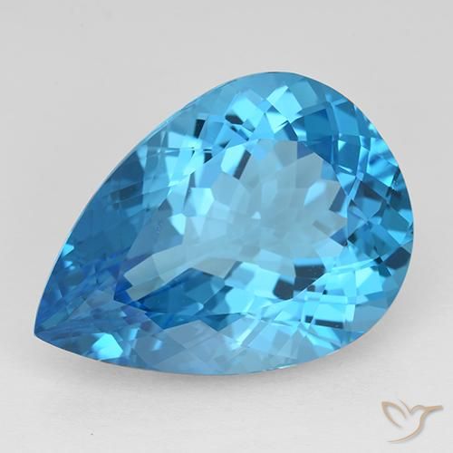 21.70ct 자연스러운 스위스 블루 황옥, 배 모양, IF