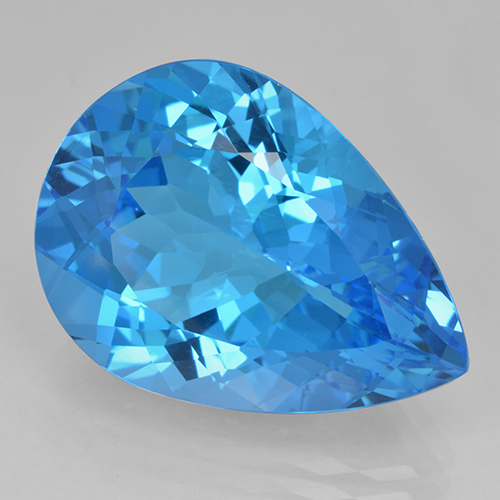 22.54캐럿 천연 스위스 블루 토파즈, 배 모양, 22.1×16.1 mm, VVS