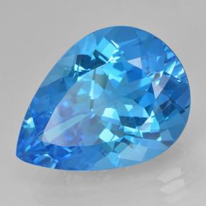 22.54캐럿 천연 스위스 블루 토파즈, 배 모양, 22.1×16.1 mm, VVS